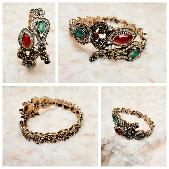 Vintage-inspired bangles/bracelets featuring emeralds and rubies. - Picture 3 of 13